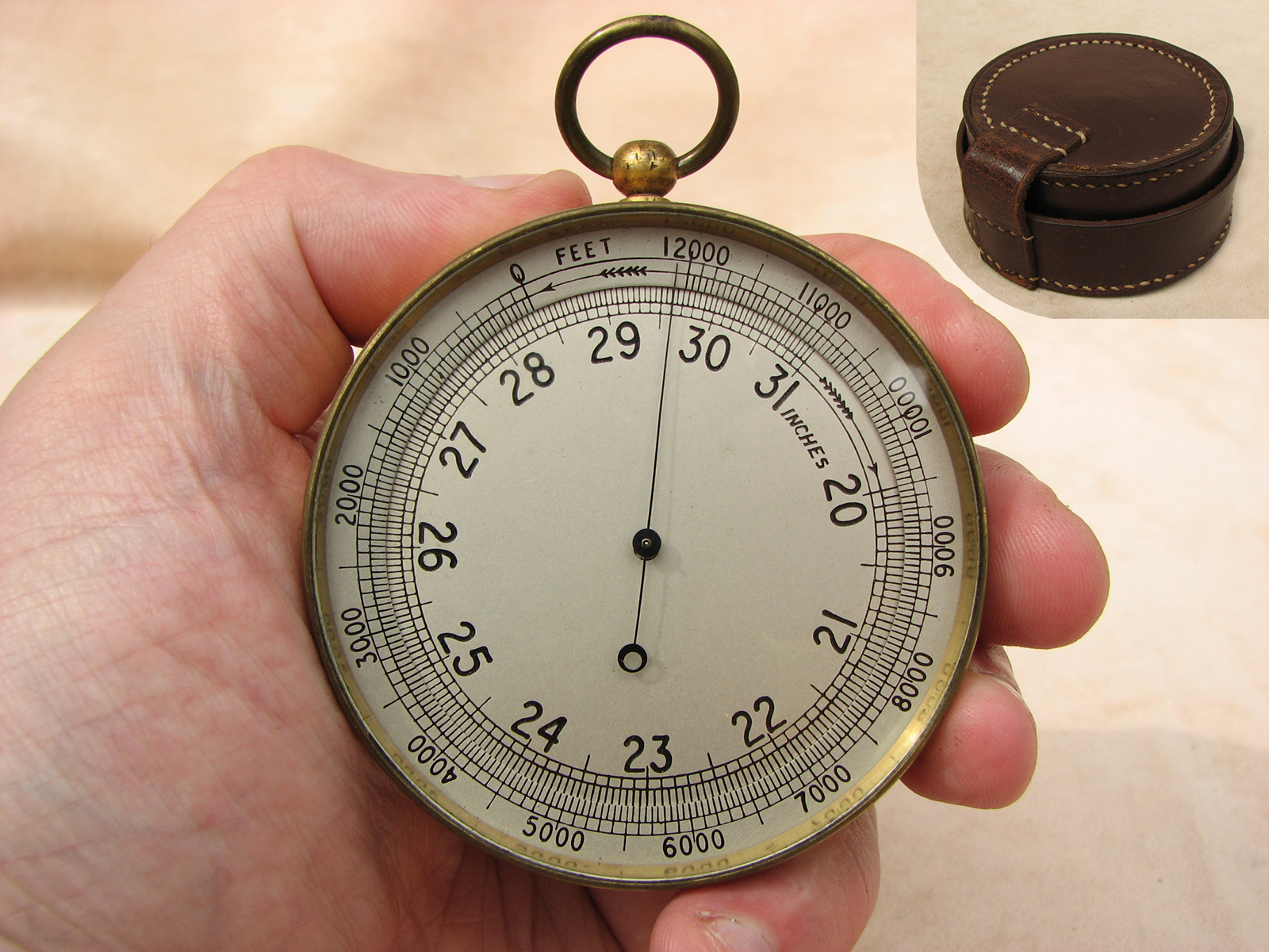 1930s Air Ministry MK I aneroid pocket barometer & altimeter by T Wheeler